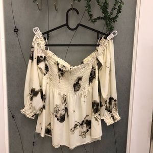 Express Off Shoulder Floral Flowy Blouse